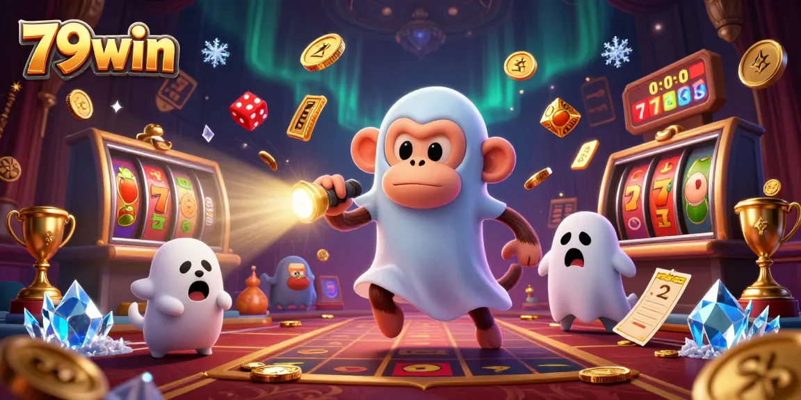 Engage in thrilling 79win casino entertainment with dynamic slot reels and playful characters lighting up the scene.