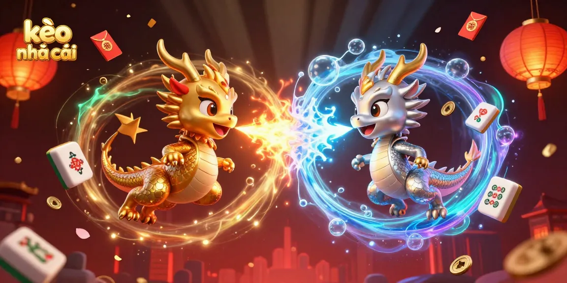 Bet and engage with kèo nhà cái through dynamic dragons and immersive elements in this 3D illustration.