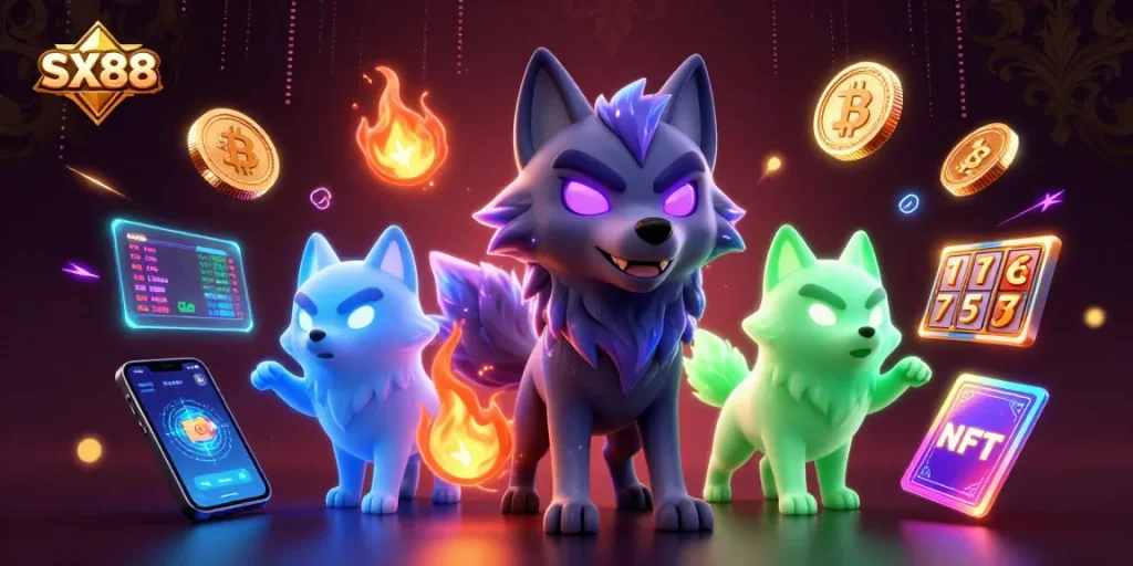 Experience thrilling gaming adventures with SX88, featuring wolf characters and vibrant slot elements.