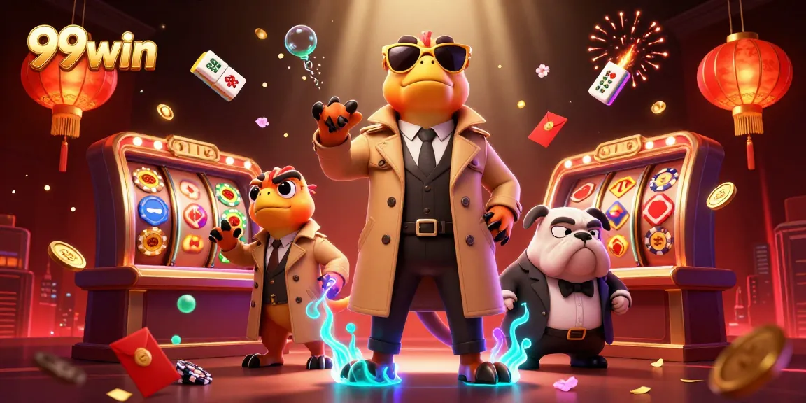 Experience 99win's thrilling VIP casino lounge with raptors in disguise trying to enter.