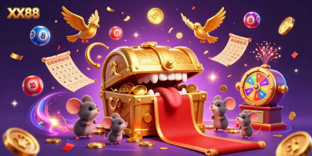 Engage with XX88's vibrant lottery scene showcasing dynamic characters amid exciting game elements.