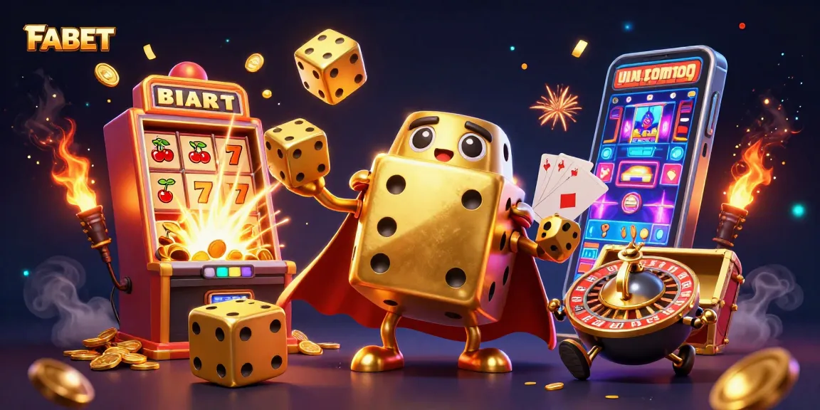 FABET's dynamic casino gaming experience with golden dice and jackpot rewards bursting forth.
