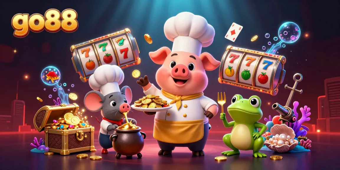 Experience the thrill at go88 with vibrant slots and gold coins in a lively casino scene.