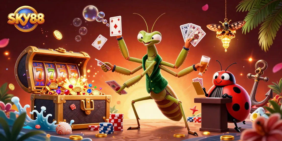 Experience thrilling wins at SKY88 with vibrant casino elements blending luck and excitement.