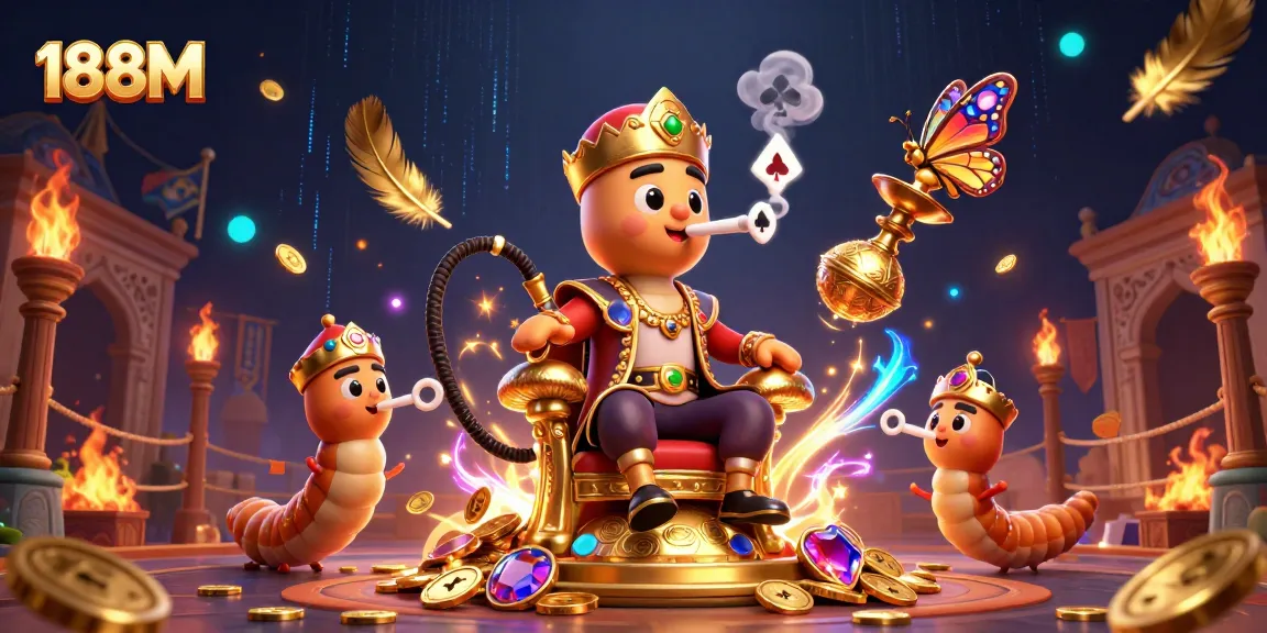 Experience the excitement of 188M with vibrant casino-themed characters surrounded by atmospheric effects.