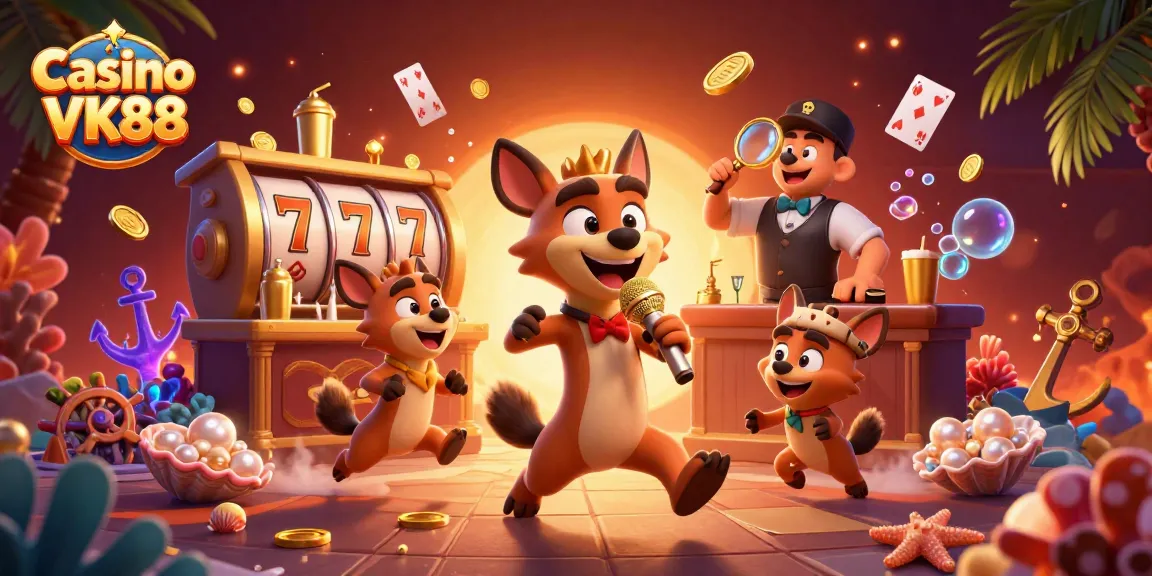 Experience the fun at Casino VK88 with hyenas running a lively comedy casino club.