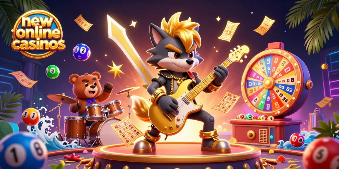 Experience new online casinos with vibrant gaming action in a colorful 3D illustration.