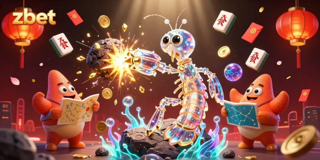 Zbet casino sparks excitement with a galactic samurai shrimp amidst golden treasures, capturing thrilling gameplay.