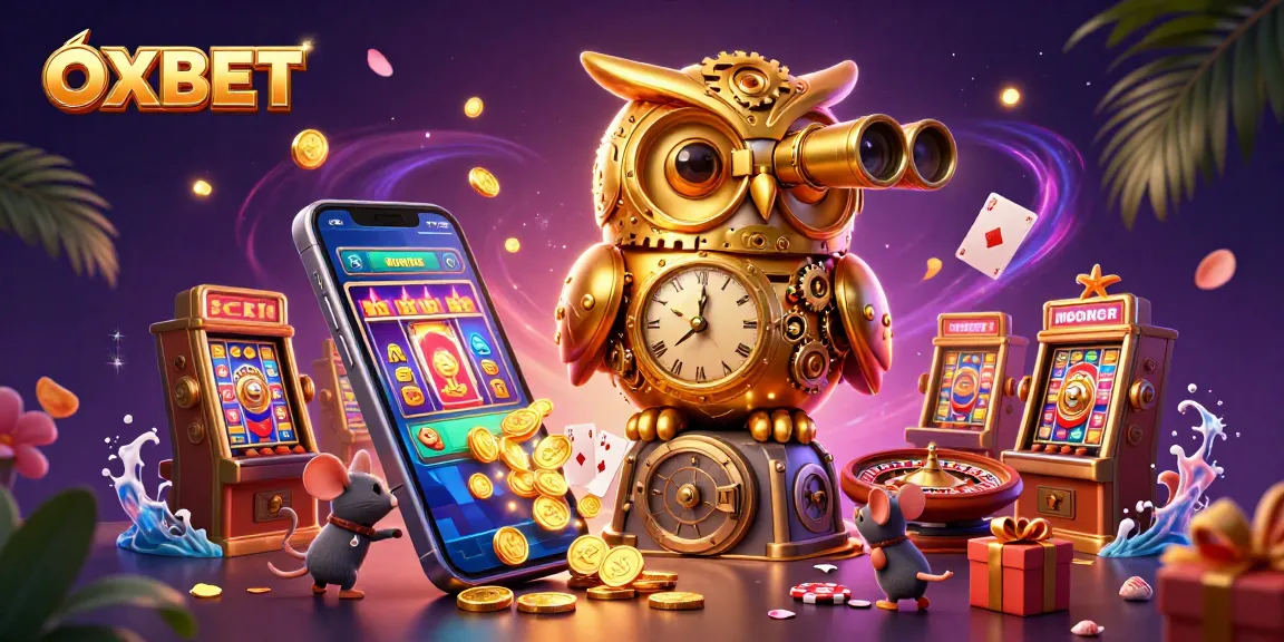 Experience the vibrant excitement of OXBET casino with dynamic characters and games in an engaging 3D scene.