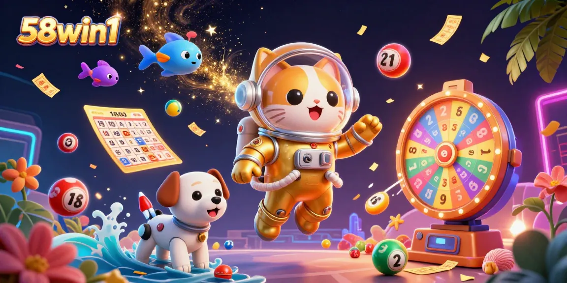 Experience thrilling action with the 58win1 space-themed casino adventure illustration featuring vibrant game elements.
