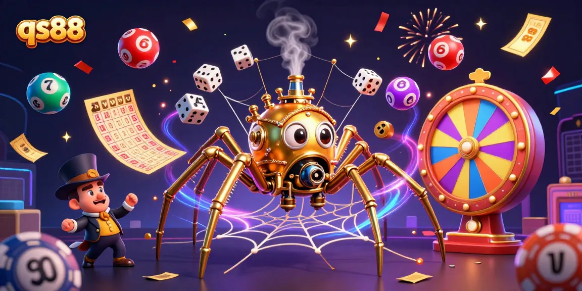 Engage with qs88's vibrant gambling scene featuring a dynamic steampunk spider and playful elements.