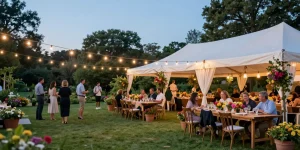 Stunning marquee setup for a summer event by www.marqueehire.london, showcasing elegant decor and joyful guests.