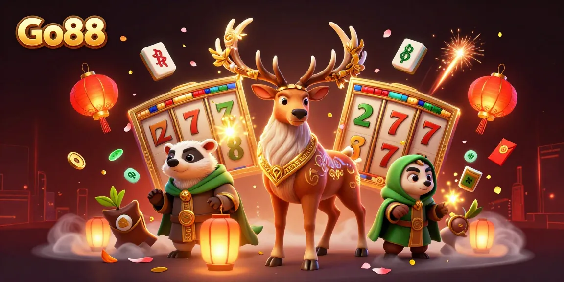 Engage with the Go88 adventure featuring an illustrated 3D scene of a druid stag and symbols of luck in the casino realm.