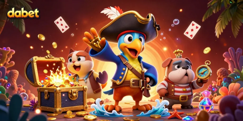 dabet pirate themed gaming scene with characters and vibrant underwater elements