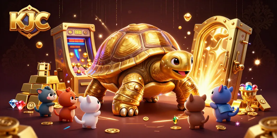 KJC offers a thrilling gaming experience with vibrant treasures and playful characters in this lively casino scene.