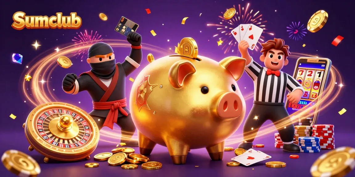 Experience thrilling gameplay with Sumclub's vibrant casino scene featuring exciting characters and dynamic elements.
