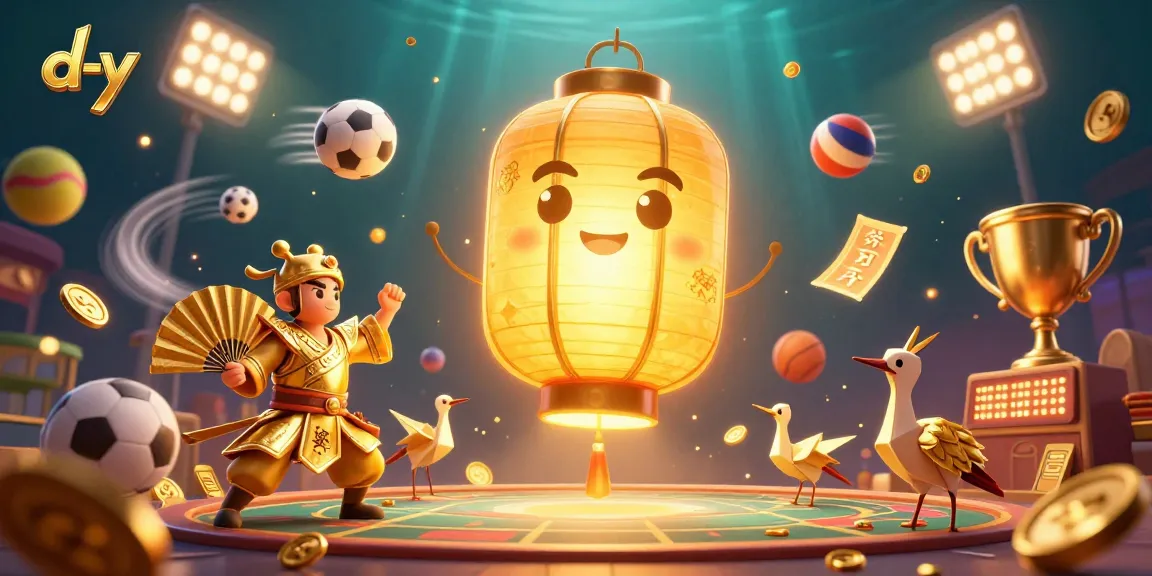 Engage with d-y through thrilling sports betting, highlighted by golden animated characters and lively casino elements.