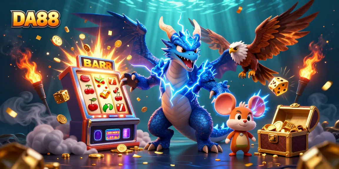 Experience the DA88 excitement with jackpots, vibrant characters, and dynamic casino elements.