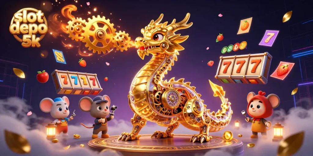 Experience thrilling wins with slot depo 5k featuring vibrant slot reels and lucky symbols.