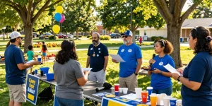 Community gathering supporting Casey Askar's campaign, showcasing voter engagement and local involvement.