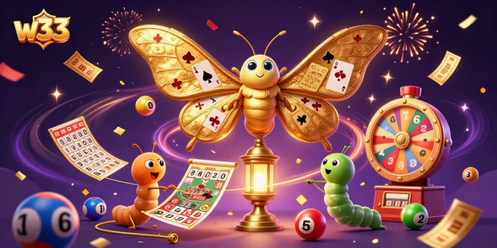 Experience w33 casino thrills with vibrant lottery scenes and dazzling characters!