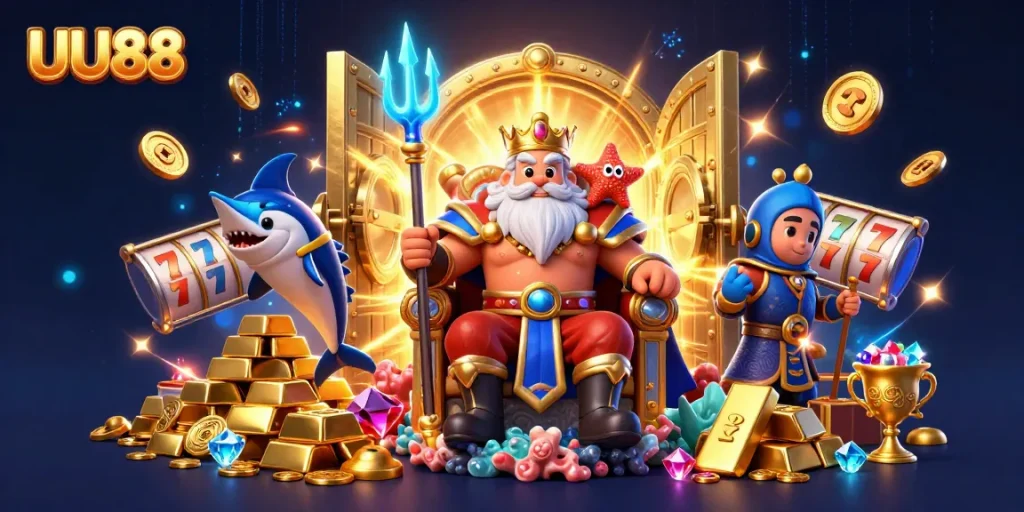 Experience the thrill of UU88 with vibrant slots, treasures, and an engaging casino scene.