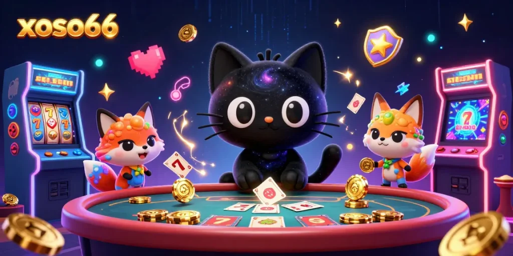 Spin to win at xoso66 with colorful cosmic characters and casino elements