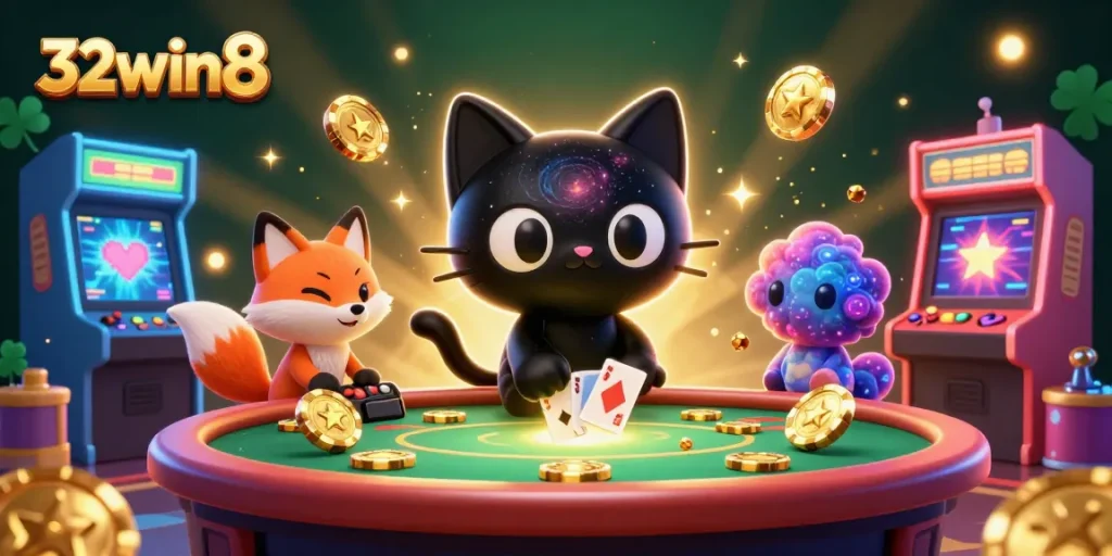 Engage in thrilling gaming adventures at 32win8 with a captivating cosmic casino scene.