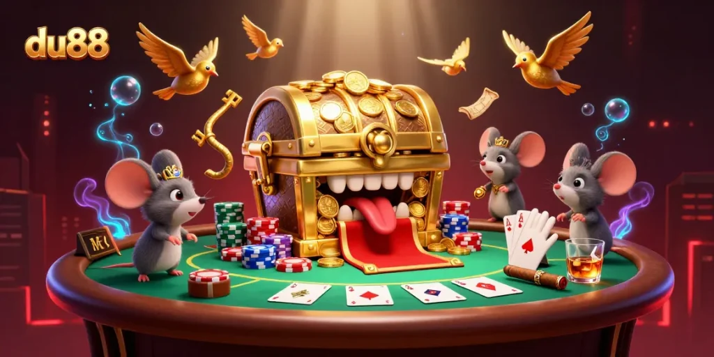 Engage with du88 as adventure mice discover riches in a vibrant casino scene.