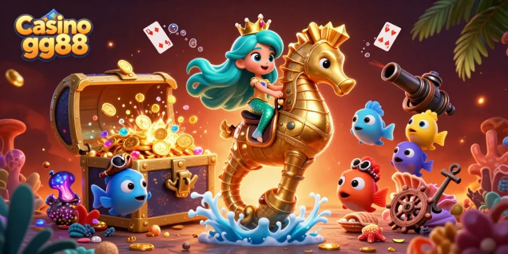 Engage with Casino gg88's underwater adventure featuring a mermaid princess in a vibrant 3D scene.