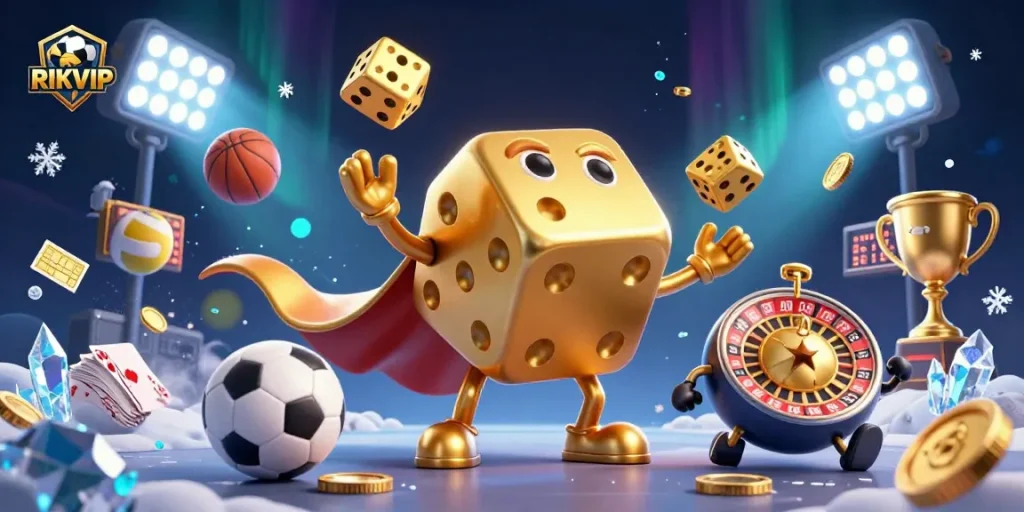 Juggle golden dice and win big at RIKVIP's exciting online gaming experience.