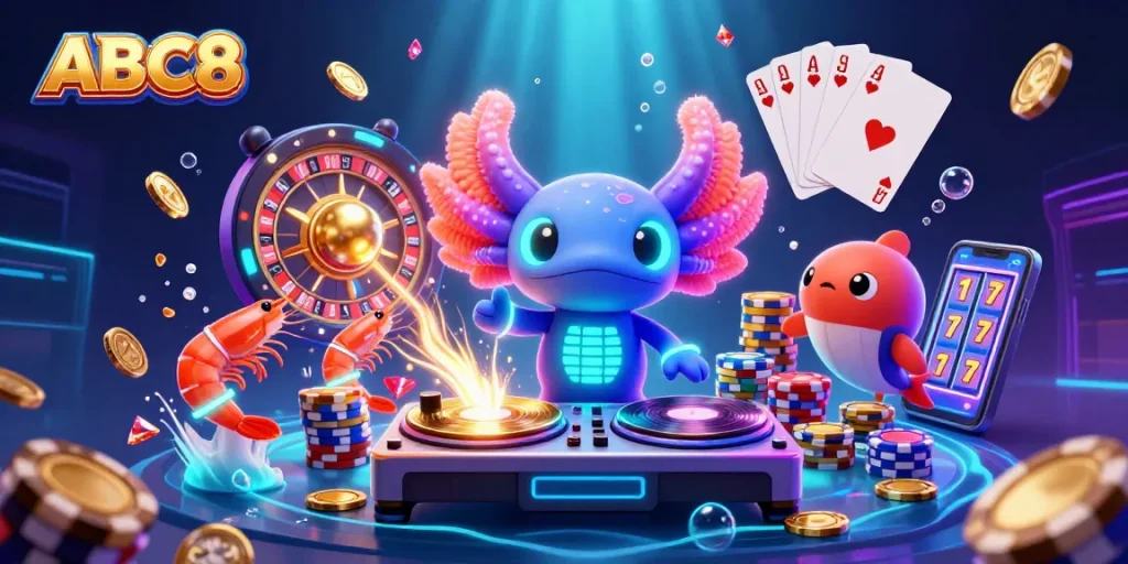 Experience thrilling gameplay at ABC8 with vibrant 3D characters and casino elements in action.