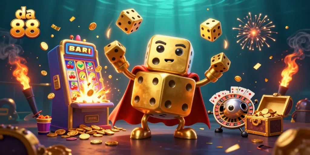 Engage with da 88’s vibrant casino universe featuring golden dice and bursting jackpots.