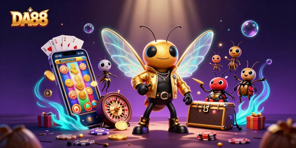 Experience DA88 with a lively casino atmosphere featuring vibrant characters and gameplay elements.
