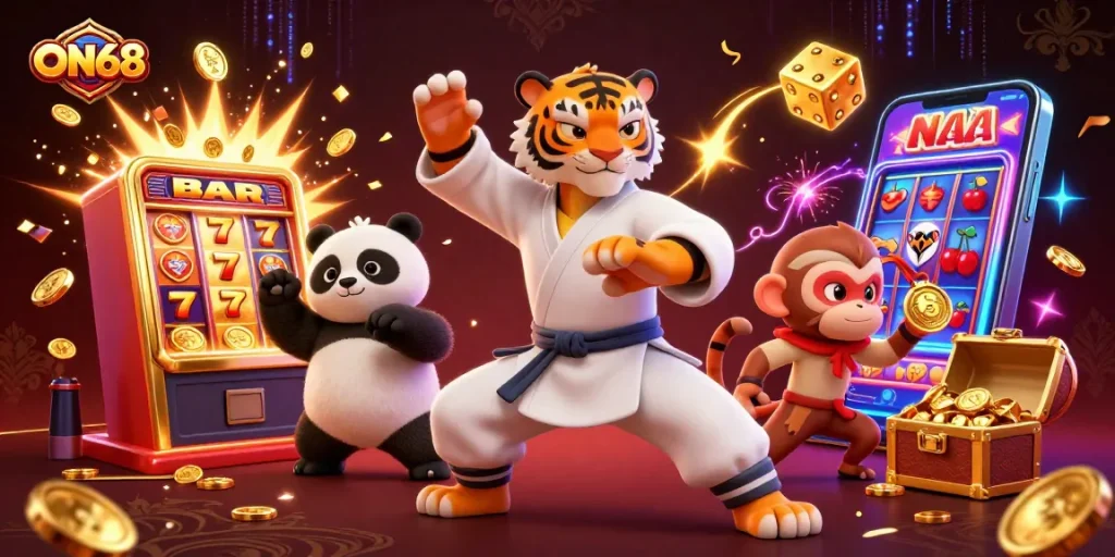 Engage with ON68's exciting action as the kung fu tiger and friends bring casino fun to life!