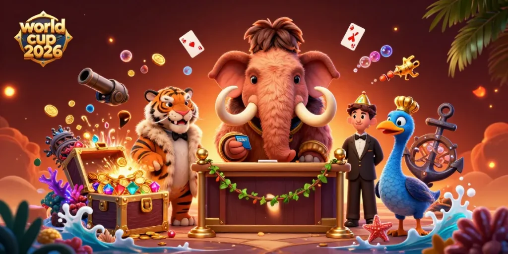 Experience world cup 2026 with a unique casino scene featuring a woolly mammoth bouncer and VIP guest