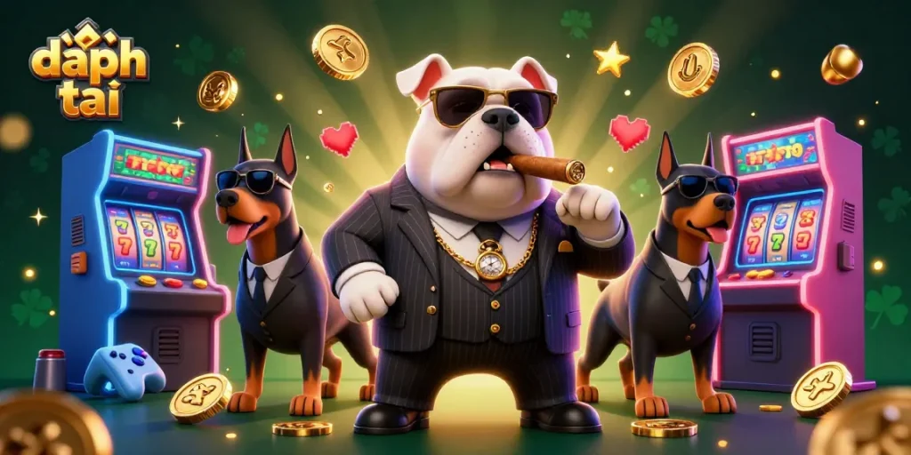 Experience excitement with đại phát tài slot reels and colorful characters under a captivating casino glow.