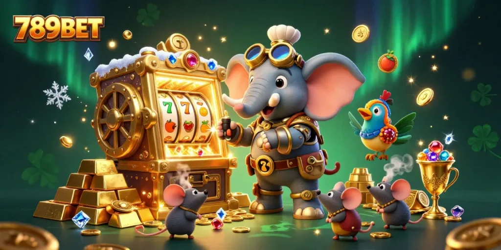 Play and win at 789BET with a vibrant steampunk casino illustration featuring stunning characters.