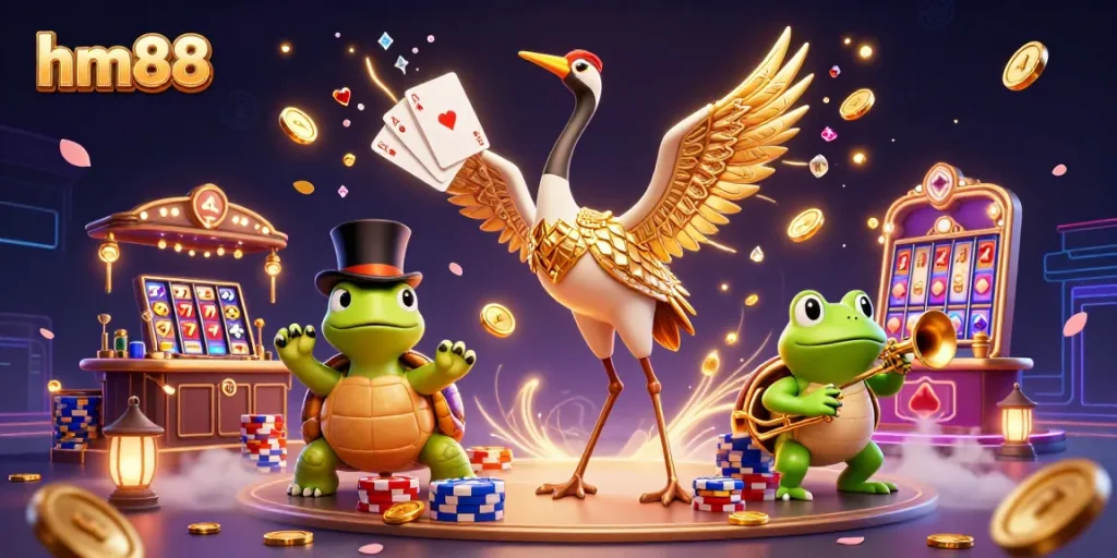 Experience thrilling gameplay at hm88 with vibrant imagery of casino excitement and character interactions.