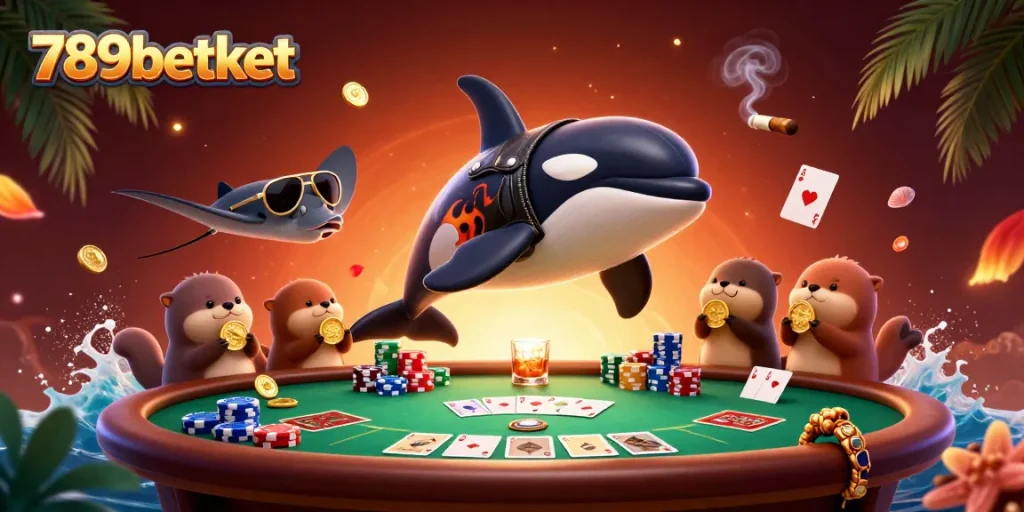 Win exciting jackpots on 789betket with vibrant 3D casino action featuring orca and otters.