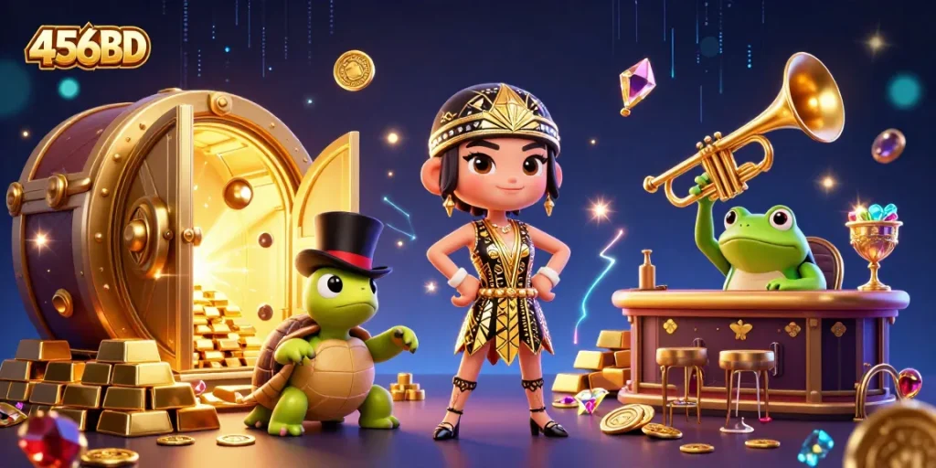 Experience thrilling gaming at 456BD with vibrant characters and stunning casino elements.