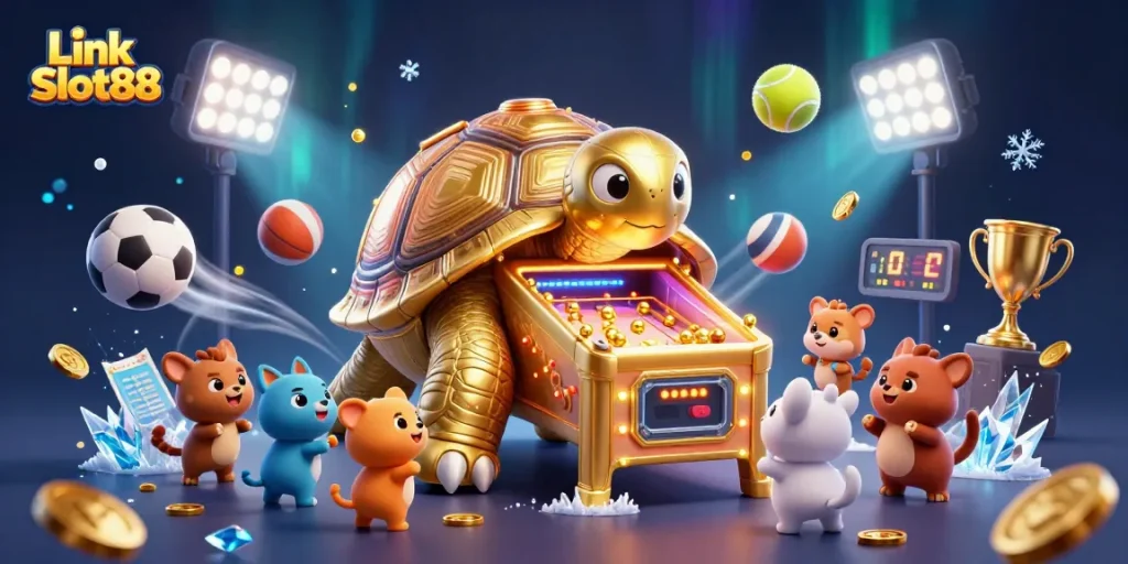 Experience big wins with Link Slot88 in this vibrant 3D casino scene filled with delightful energy.