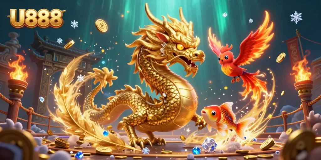 Experience the thrill of U888 casino gaming with dynamic symbols and enchanting characters.